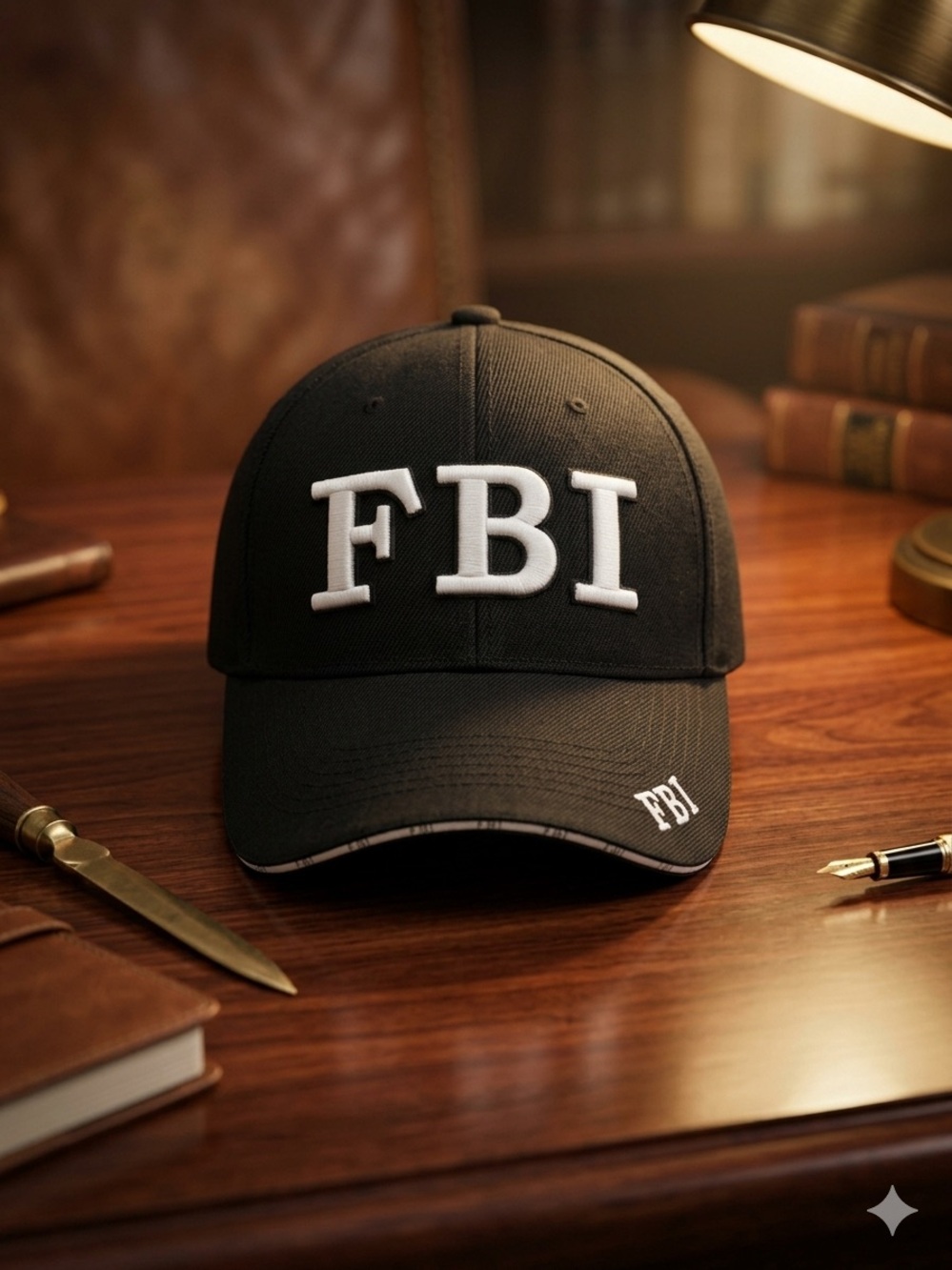 FBI Embroidered Black Baseball Cap - Structured Logo Hat